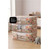 Vedsey Home Organizer 3'lü Set Baza Altı Düzenleyici Pencereli Büyük Boy Kıyafet Oyuncak Hurç Çocuk Desenli 70x50x25 Cm
