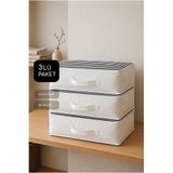 Vedsey Home Organizer 3'lü Set Düzenleyici Yorgan Hurcu Lacivert Çizgili 53x44x20
