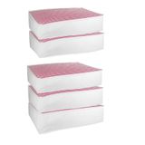 Vedsey Home Organizer 5'li Set Baza Altı Düzenleyici Büyük Boy Hurç Pembe Çizgili 70x50x25 Cm