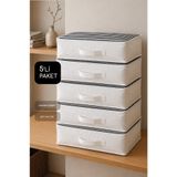 Vedsey Home Organizer 5'li Set Düzenleyici Yorgan Hurcu Lacivert Çizgili 53x44x20