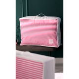 Vedsey Home Organizer Büyük Boy 70x50x25cm Çekyat&baza Altı Düzenleyici Yorgan&yastık Organizer Hurç Pembe Çizgili