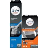 Veet Men 200 ml Hassas Ciltler İçin Tüy Dökücü Krem Seti, 100 ml Krem ve 50 ml Balsam ile