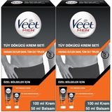 Veet Men Tüy Dökücü Krem 100 ml + Tüy Alımı Sonrası Balsam 50 ml Set – Özel Bölgeler ve Hassas Ciltler için, Dermatolojik Testli