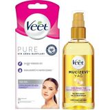 Veet Mucizevi Yağ Çok Amaçlı Nemlendirici Bakım Yağı 100 ml + Veet Pure Hipoalerjenik Sir Ağda Bandı Yüz Bölgesi 20'li