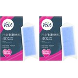 Veet Professional Hassas Ciltler İçin Ağda Bandı, Bacak ve Vücut Bölgesi, 40'lı Süper Fırsat Paketi (2 paketi)