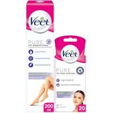 Veet Pure Cream 200 ml + Veet Pure Sir Ağda Bandı Yüz - 20 Adet