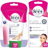 Veet Pure Duşta Tüy Dökücü Krem 150 ml + Veet Pure Sir Ağda Bandı Yüz - 20 Adet