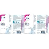 Veet Pure Hipoalerjenik Bacak & Vücut Bölgesi için Parfümsüz Sir Ağda Bandı (1 x 20 Adet) (2 paketi)