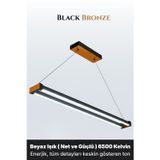 Vega Bronz Lineer LED Sarkıt Avize – Kumandalı Dim Edilebilir – Aşağı Işık