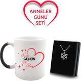 Vega Gift Shop Anneler Gününe Özel Sihirli Kupa & Gümüş Kaplama Kar Tanesi Kolye Hediye Seti