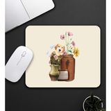 Vega Hediye Bej Renk Köpek ve Çiçek Motifli Mouse Pad 23X19CM Fare Altlığı Kaydırmaz Taban DE590