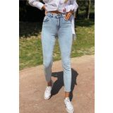 VEGA Leon Mavi Kar Yıkama Yüksel Bel Dar Paça Skinny Likralı Kot Pantalon