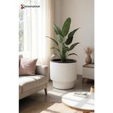 Vega Model Büyük Dekoratif Modern Saksı ve Vazo 30 Lt ( 36.6 cm x 36.6 cm ) Iç Hazneli - Krem