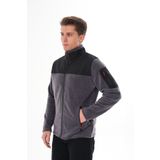 VEGA PORT Erkek Gri Tam Fermuarlı Su Geçirmez SoftShell Garnili Polar Ceket