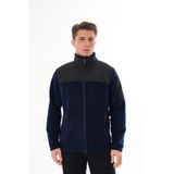 VEGA PORT Erkek Lacivert Tam Fermuarlı Su Geçirmez SoftShell Garnili Polar Ceket