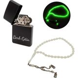 vegahediye v vega Kişiye Özel Zippo Tarzı Çakmak & Fosforlu Bukalemun Tesbih Hediye Seti (Model 1) - Standart