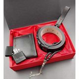 vegahediye v vega Özel Kutusunda Kişiye Özel Erkek Cüzdan & Zippo Çakmak& Kemer& Tesbih & Anahtarlık Hediye Seti (Model 1) - Standart