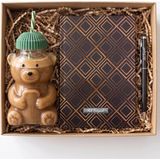 vegahediye v vega Teddy & Office Ayıcık Model Pipetli Cam Kupa & Gold Kareli Isme Özel Defter & Touchpen Kalem Hediye Seti - Sevgiliye Sevimli Hediye, Iş Arkadaşına Yeni Iş Hediyesi, Arkadaşa Içimden Geldi Kutusu