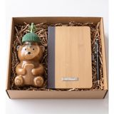 vegahediye v vega Teddy & Office Ayıcık Model Pipetli Cam Kupa & Isme Özel Bambu Defter & Touchpen Kalem Hediye Seti - Sevgiliye Sevimli Hediye, Iş Arkadaşına Yeni Iş Hediyesi, Arkadaşa Içimden Geldi Kutusu