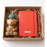 vegahediye v vega Teddy & Office Ayıcık Model Pipetli Cam Kupa & Isme Özel Kırmızı Defter & Touchpen Kalem Hediye Seti - Sevgiliye Sevimli Hediye, Iş Arkadaşına Yeni Iş Hediyesi, Arkadaşa Içimden Geldi Kutusu