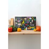 Vegan Yazı Desen Cam Kesme Tahtası, Silikon Ayaklı, Sunum Kesim Doğrama Tablası, Temperli ve Rodajlı - 23 x 35 cm