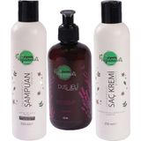 Veganeed Duş Sepeti: Vegan Lavanta Şampuan & Saç Kremi Greyfurt & Duş Jeli Lavanta | Kuru Saçlar | 3 x 250 ml