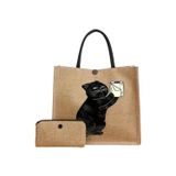 Veganyou Baodıng Vintage Kedi Baskılı Tote Çanta Seti Mini Bozuk Para Cüzdanı İle