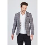 Vegas Erkek Siyah-Bordo Ekose Polyester Kumaşlı Spor Blazer Ceket Siyah-Bordo 52