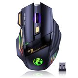 VEGCOO C8 kablosuz oyun faresi, şarj edilebilir Silent Click oyun faresi, 2.4G USB alıcısı, 3 ayarlanabilir DPI, 7 hassas tuş, ergonomik RGB fare, dizüstü bilgisayar, Mac için