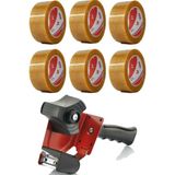 Vege Leopar Koli Bandı 6'lı Paket 48 x 100 + Bandcutter Koli Bandı Kesme Makinesi Seti