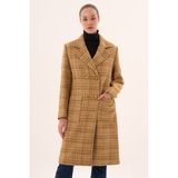 Veger Dokulu Kumaş Kaban - Camel - Bej - 40