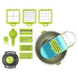 Vegetable Cutter Hazneli 9In1 Çok Fonksiyonlu Sebze Dilimleyici - Kesici - Doğrayıcı Seti Dp-901 (5332)