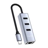 Veggieg 100 MBPS USB Type-C to RJ45 Ethernet LAN Çevirici ve 3 Portlu Çoklayıcı Adaptör USB 2.0 Hub