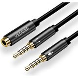 VegGieg 3.5 mm Kulaklık ve Mikrofon Ayırıcı Y Kablo 30 cm Siyah Altın Kaplama Uçlar ile Dayanıklı Tasarım