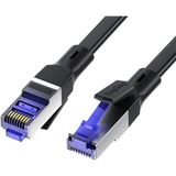 Veggieg Cat7 10GBPS Gigabit 600MHZ Ftp RJ45 Flat Ethernet Kablosu 10 Metre - Siyah