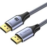 Veggieg Displayport 16K 60Hz 8k 240Hz 4K 240Hz 80 Gbps Hdr Arc Örgülü Dp 2.1 Kablo 1.5 Metre - 1,5 m - Gri