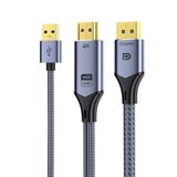 Veggieg Hdmı To Displayport Dp 4k 60hz Usb Görüntü Aktarma Kablosu 2 Metre