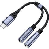 Veggieg Type-C to 3.5mm Aux ve Mikrofon Dönüştürücü Adaptör Harici Hi-Fi Ses Kartı