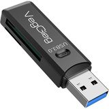 VegGieg USB 3.0 SD ve Micro SD Hafıza Kart Okuyucu 95MB/s Hızında Siyah Renkli Çoklu Kart Desteği