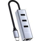 Veggieg USB Type-C To 100MBPS Ethernet Çevirici ve 3 Portlu USB Hub Çoklayıcı