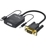 Veggieg VGA To HDMI Full Hd 1080P 60Hz Aux Ses Destekli USB Beslemeli Çevirici Dönüştürücü Adaptör - Siyah