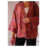 Vegove Şal Desen Kuşaklı Kimono