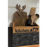 Vegüba Çok Amaçlı Ahşap Kutu Mutfak Kitchen Yazılı Düzenleyici Organizer Yağdanlık Kalemlik