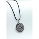 Vegvisir Pusula - Viking Sembol Gümüş Kaplama Deri İp Kolye