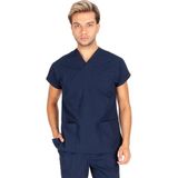 Vehbi Erkek Doktor Hemşire Forması Scrubs Alpaka Kumaş Hastane Nöbet Tek Üst Zarf Yaka Yarasa Kol - 3XL - Lacivert