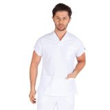 Vehbi Erkek Doktor Hemşire Forması Scrubs Alpaka Kumaş Hastane Nöbet Tek Üst Zarf Yaka Yarasa Kol - Beyaz - 4XL