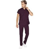 Vehbi Erkek Doktor Hemşire Forması Scrubs Likralı Esnek Kumaş Hastane Nöbet Takımı (Zarf Yaka Yarasa Kol) - 2XL - Mürdüm
