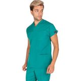 Vehbi Erkek Doktor Hemşire Forması Scrubs Likralı Esnek Kumaş Hastane Nöbet Tek Üst (Zarf Yaka Yarasa Kol) - 2XL - Yeşil