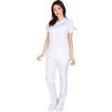 Vehbi Kadın Doktor Hemşire Forması Scrubs Alpaka Kumaş Hastane Nöbet Takımı (Zarf Yaka Yarasa Kol) - Beyaz - 2XL