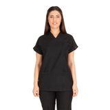 Vehbi Kadın Doktor Hemşire Forması Scrubs Alpaka Kumaş Hastane Nöbet Tek Üst (V Yaka Dr Greys) - 3XL - Siyah